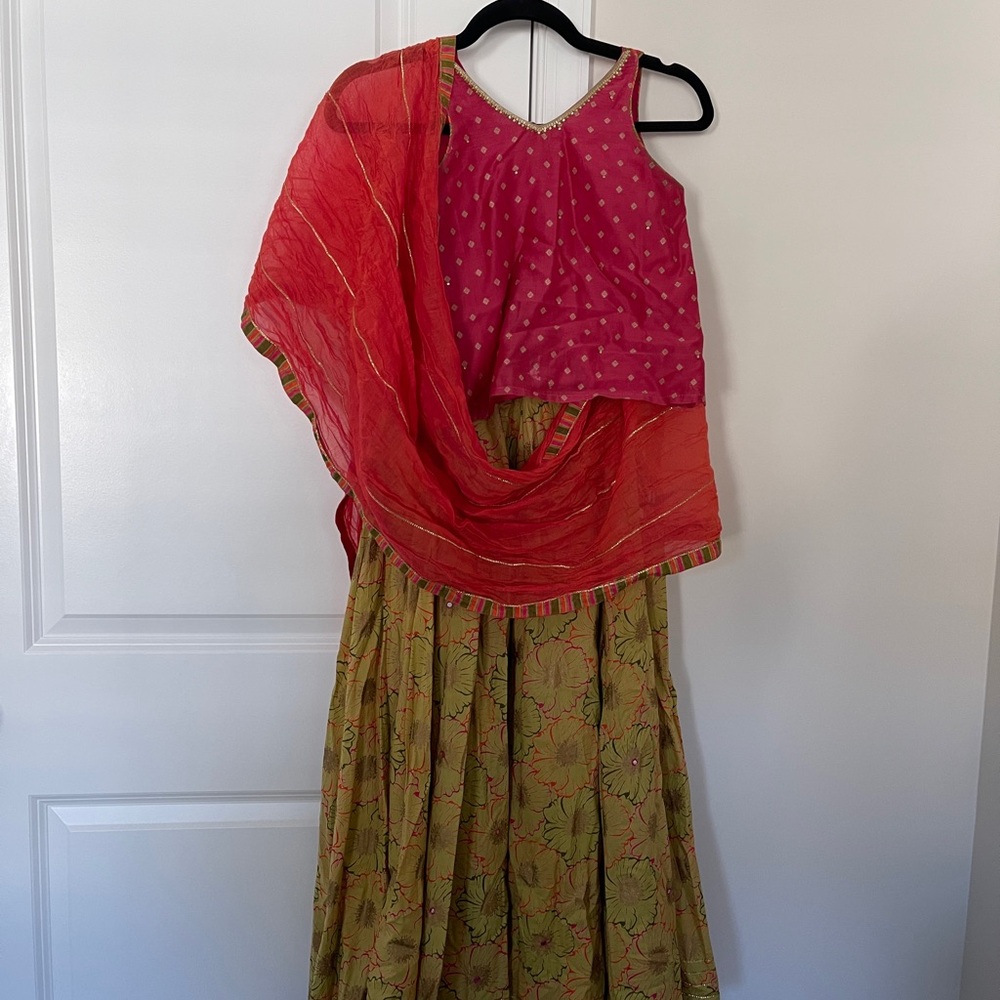 Pink and Green Indian Outfit